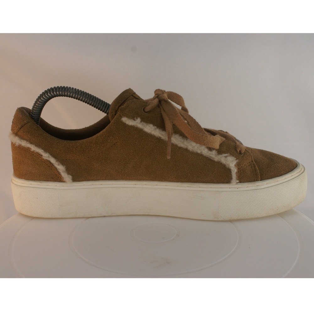UGG Jass Shearling Suede Platform Sneakers Chestnut Brown Lace Up Womens 8 - Picture 9 of 13